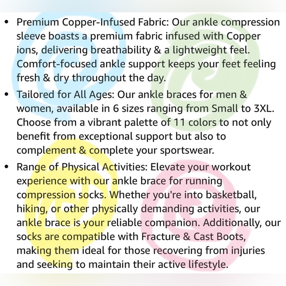 Foot & Ankle Brace Socks for Sprained Ankle Compression Sleeve - Ankle Support - Picture 7 of 10